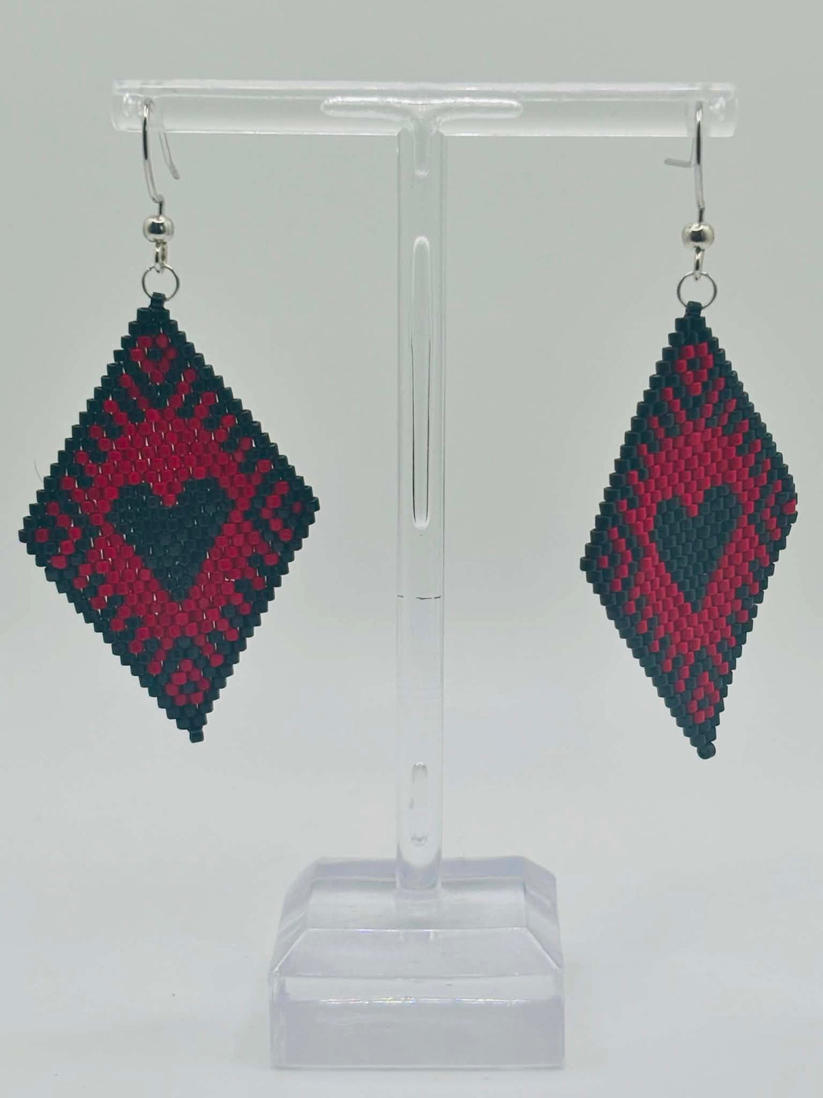 Beaded Diamond Heart Earrings