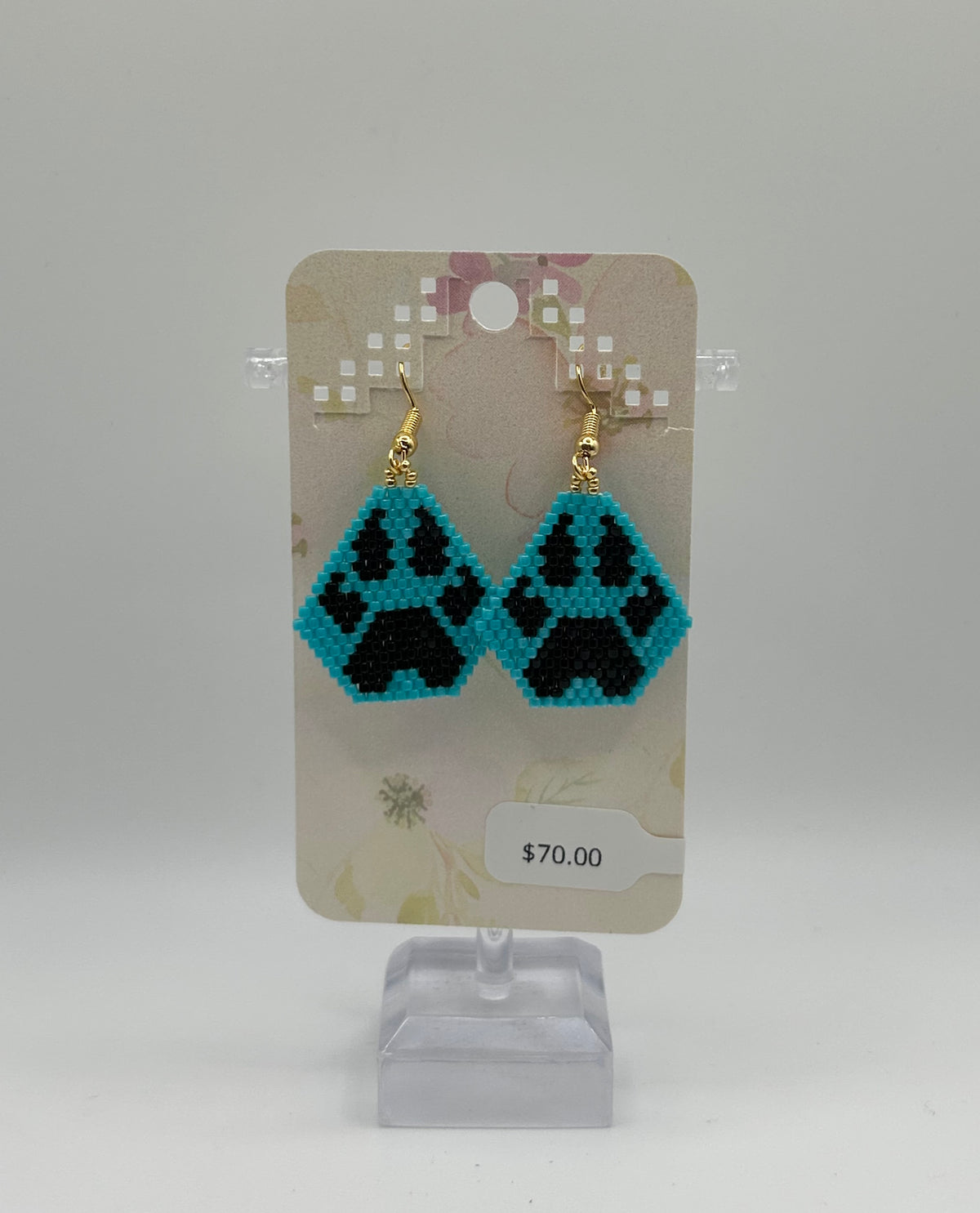 Beaded Earring - Bear Paw Print