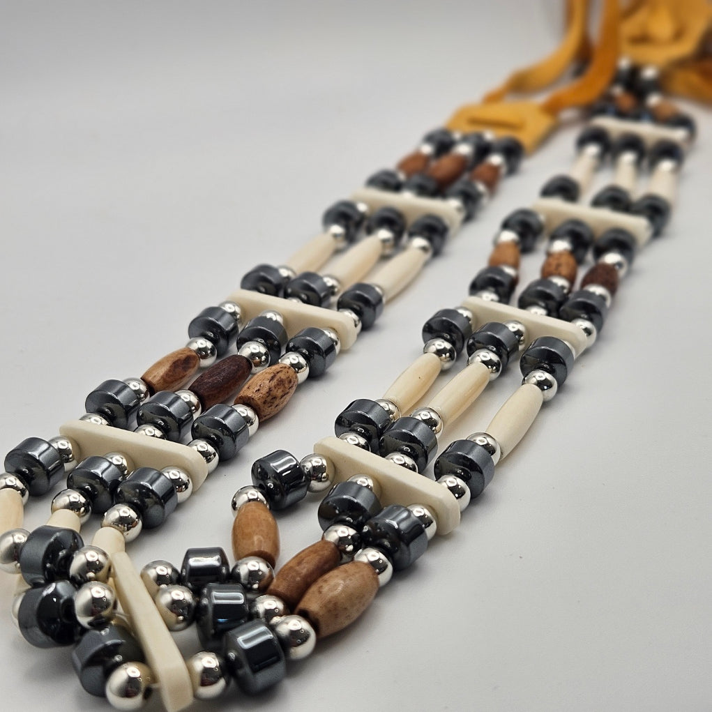 Bone Bead Choker 2 Tier (long)