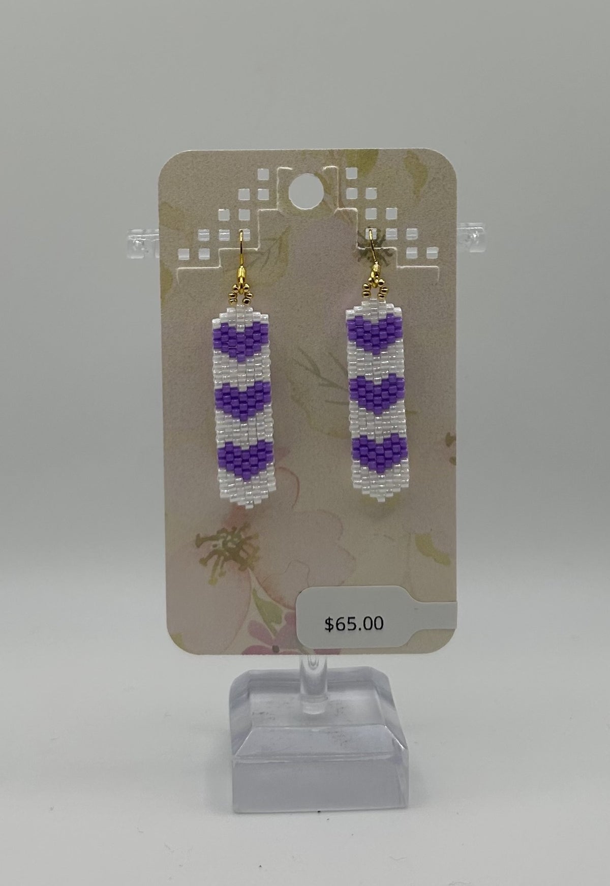 Beaded Earring - Tall heart