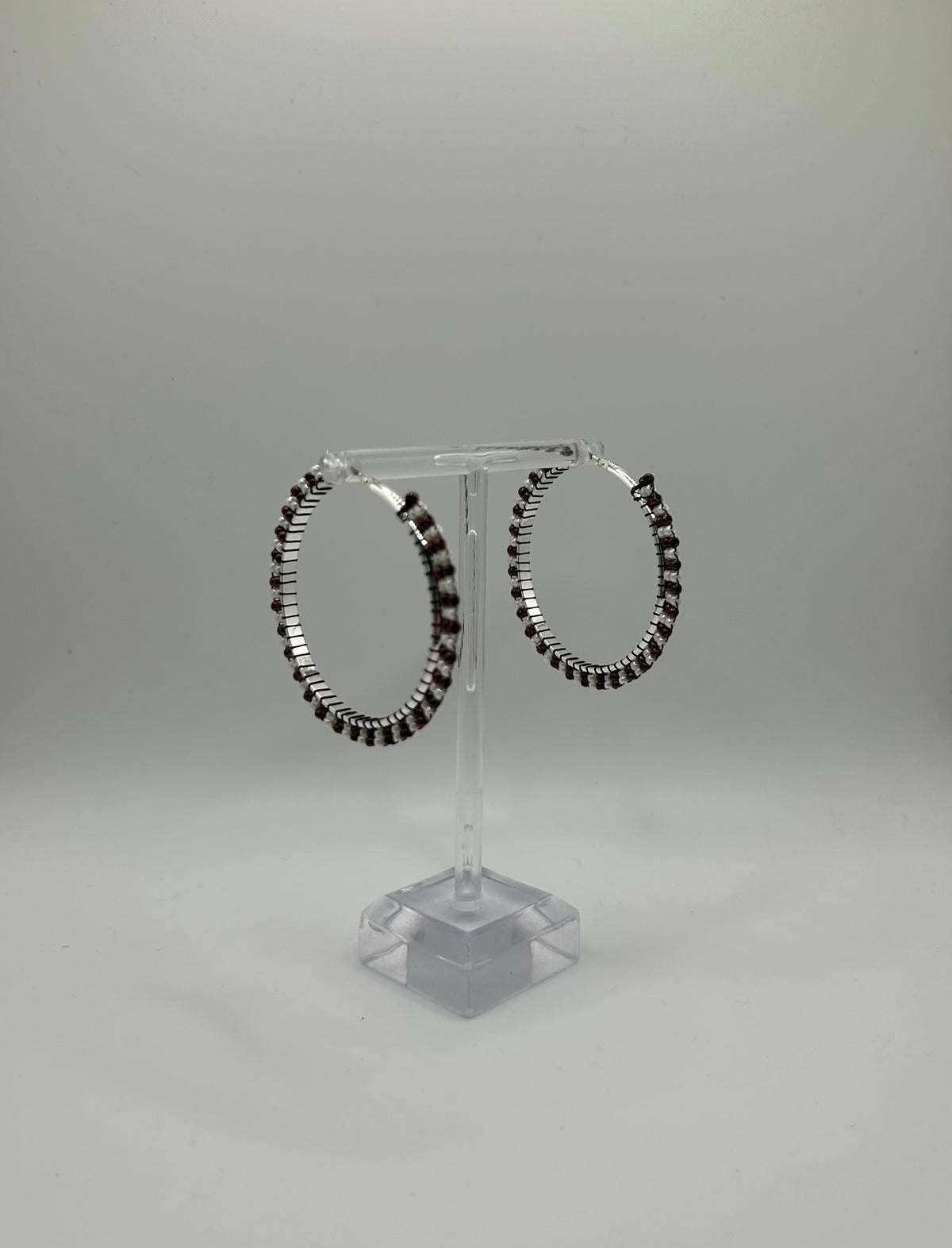 Beaded Orange Firey Hoop Earrings