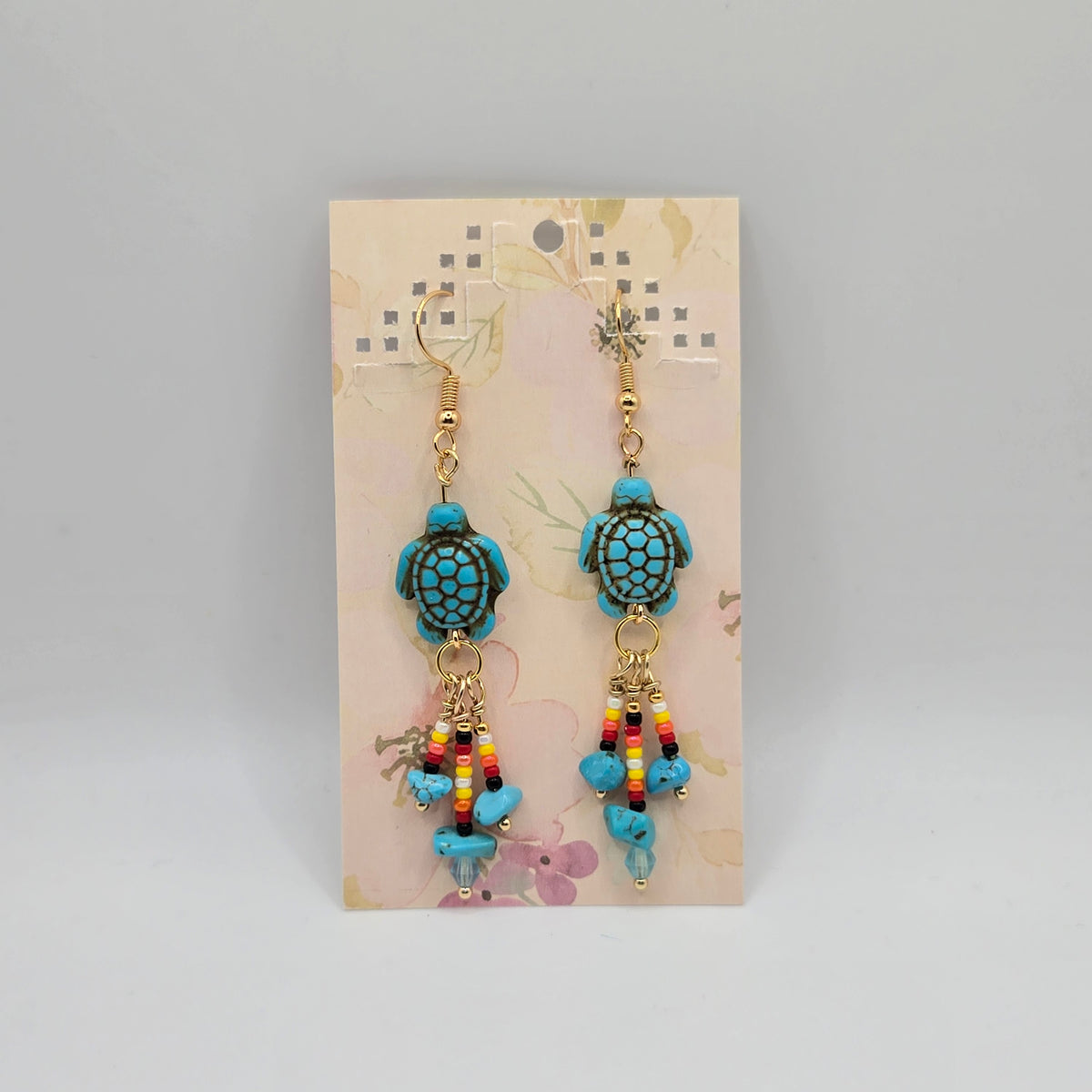 Turtle Charm Beaded Earrings