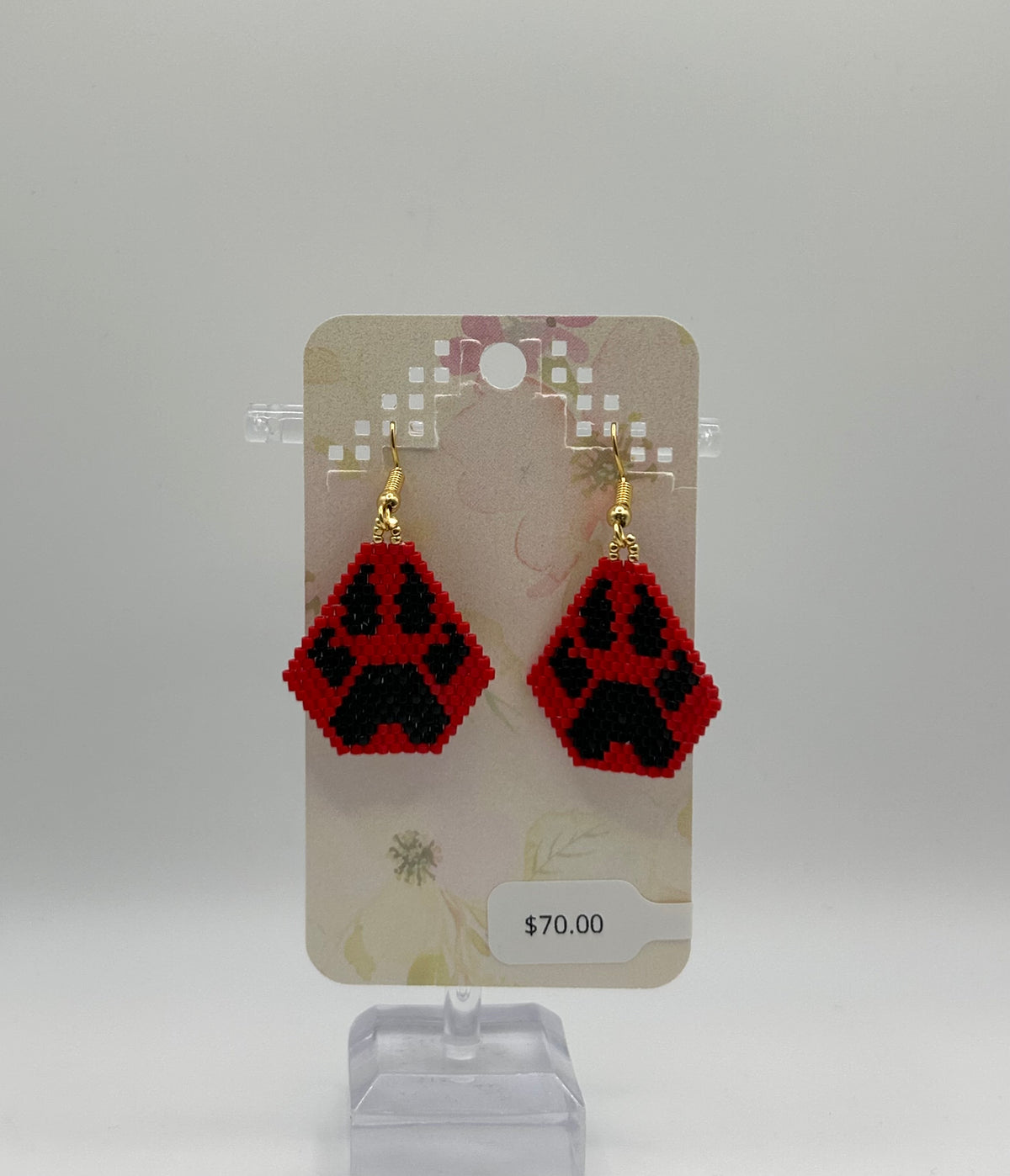 Beaded Earring - Bear Paw Print