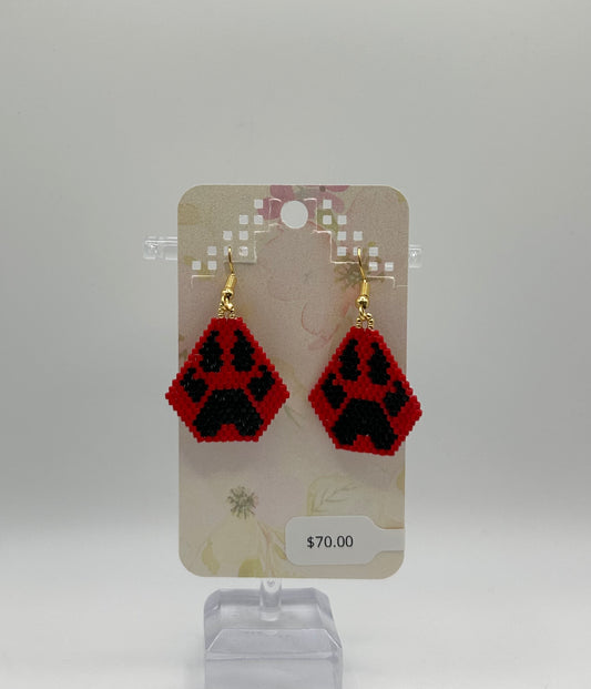 Beaded Earring - Bear Paw Print