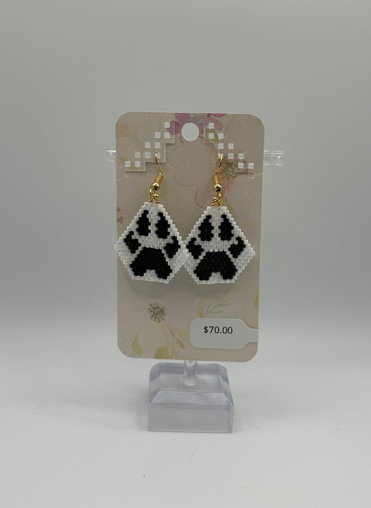 Beaded Earring - Bear Paw Print