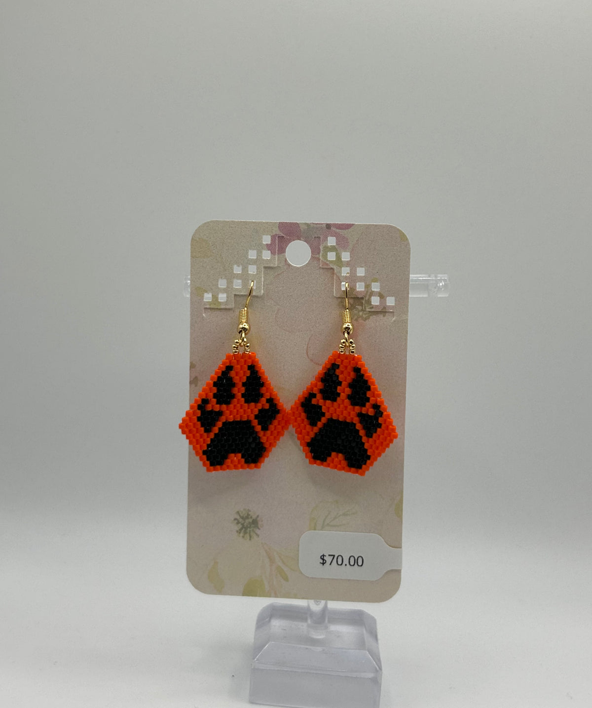 Beaded Earring - Bear Paw Print