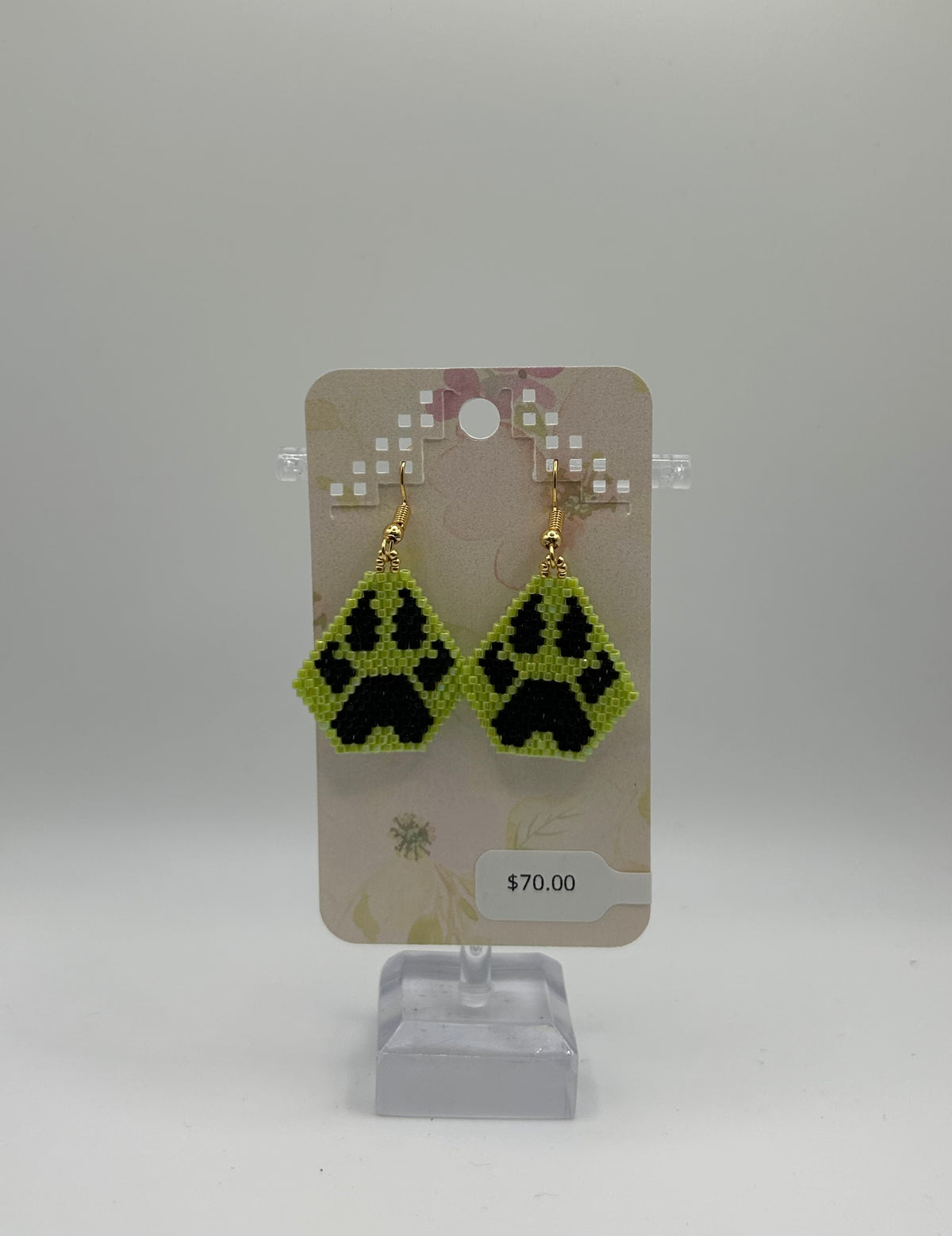 Beaded Earring - Bear Paw Print
