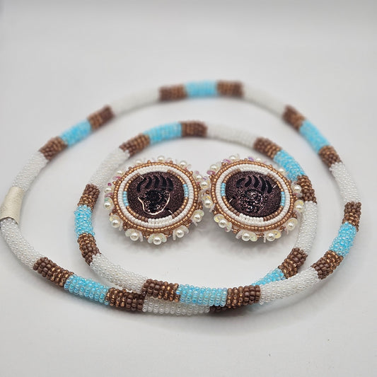 Beaded Bear Earring Necklace Set