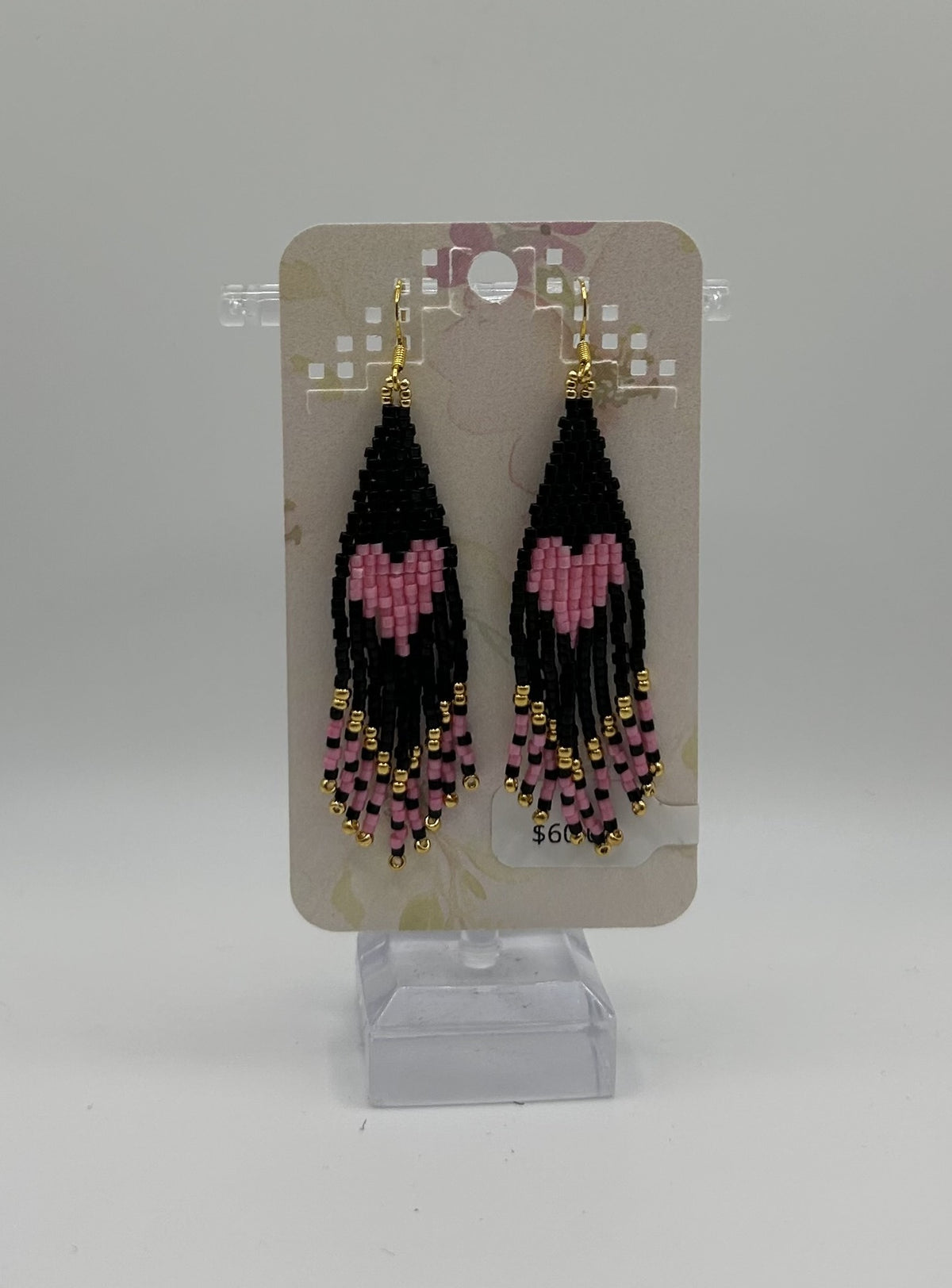 Beaded Earring - Dangle Heart