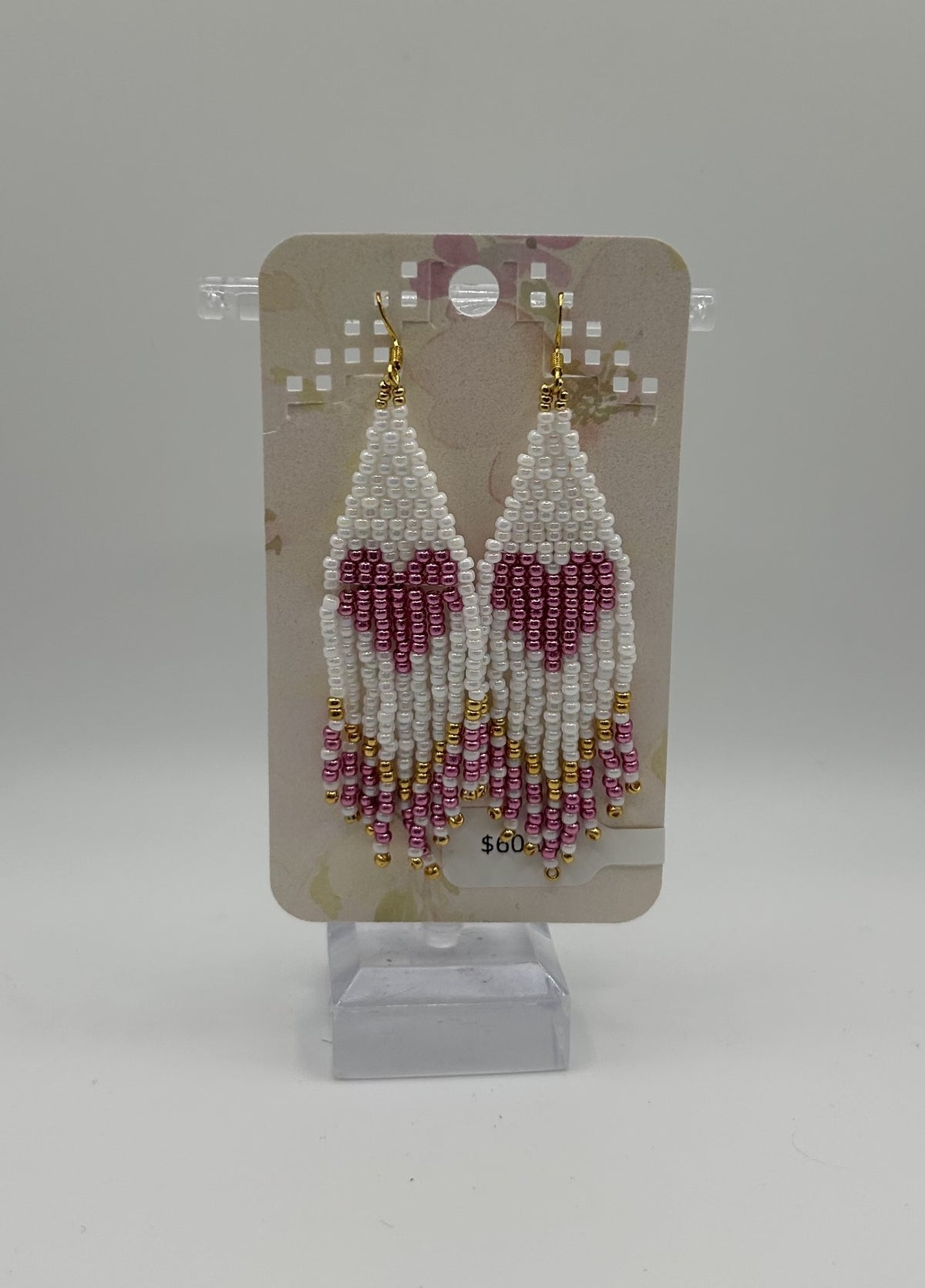 Beaded Earring - Dangle Heart