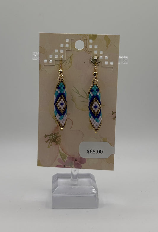Beaded Earrings - Round Diamond - Large