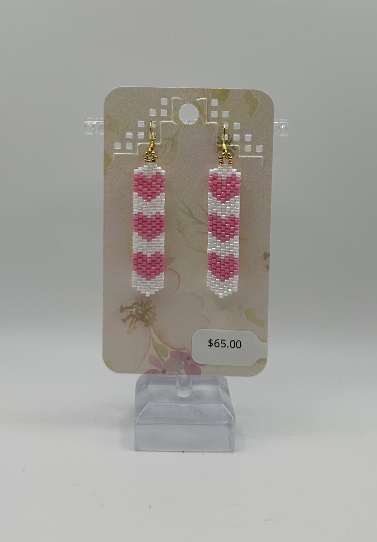 Beaded Earring - Tall heart