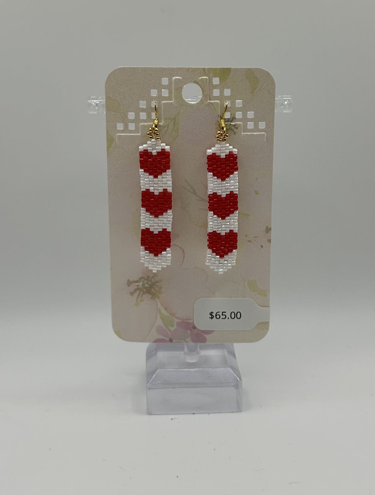 Beaded Earring - Tall heart