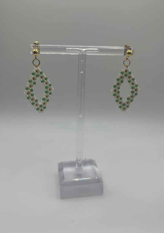 Beaded Flower Diamond Earrings