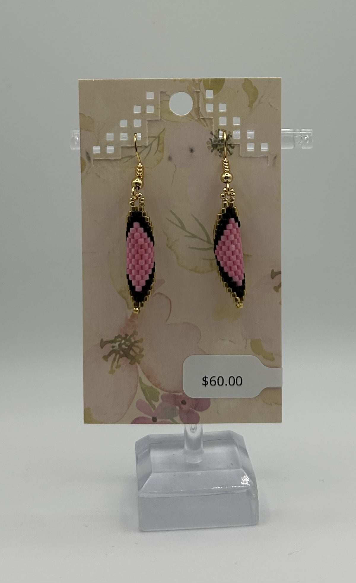 Beaded Earring - Small Round Diamond