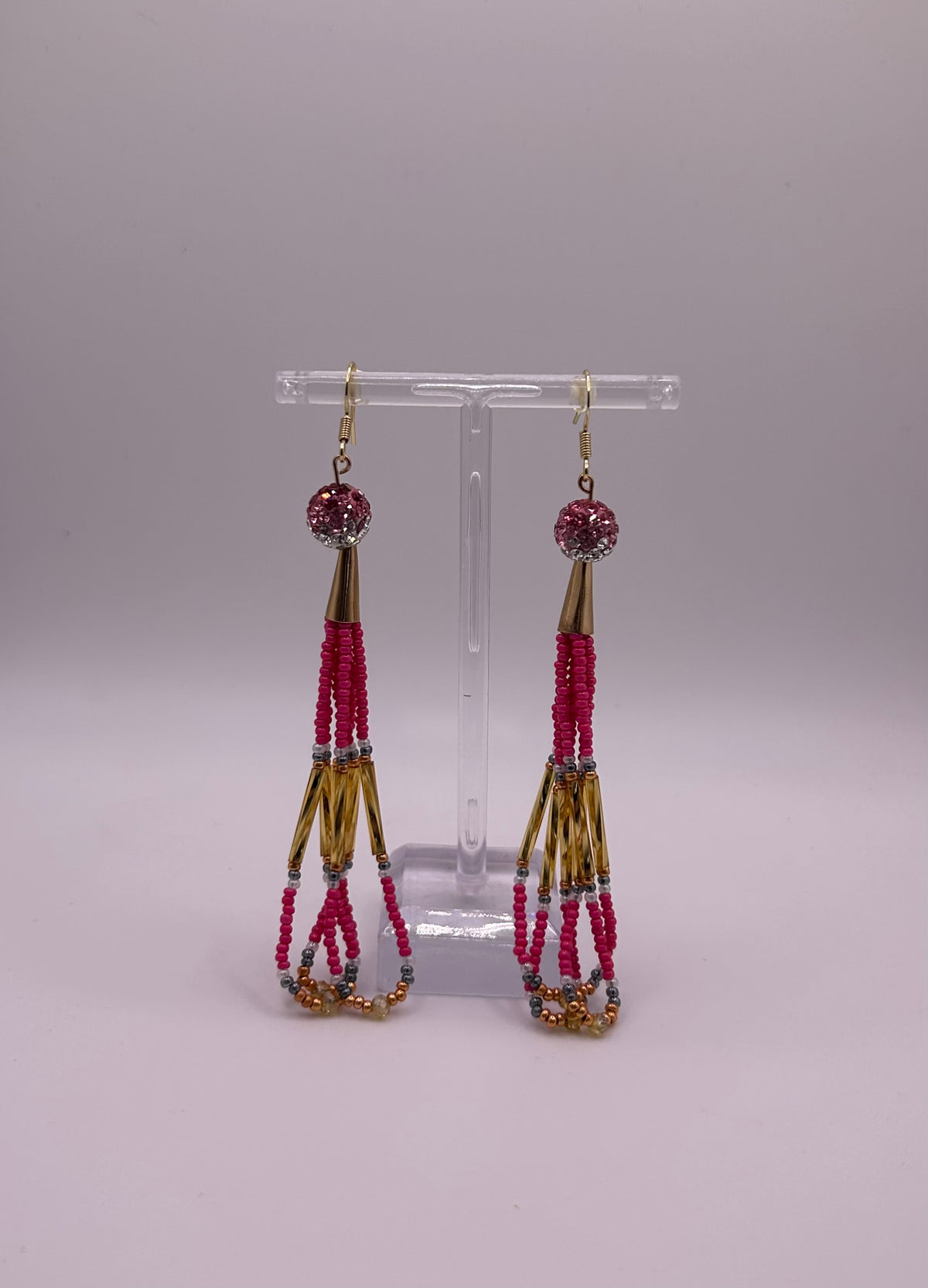 Beaded Long Dangle Loop Earrings