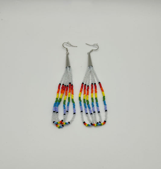 Beaded Long Dangle Loop Earrings