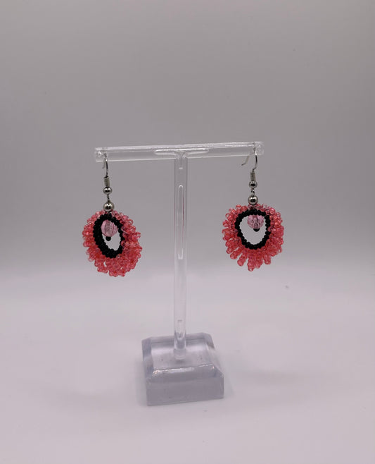 Pink Beaded Dangle Earrings