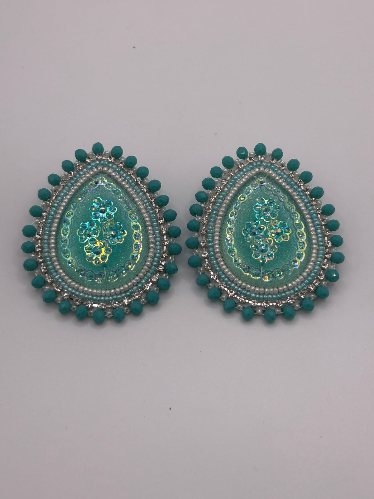 Light blue beaded Earrings - Large