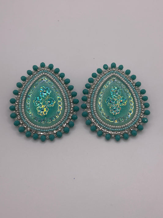 Light blue beaded Earrings - Large