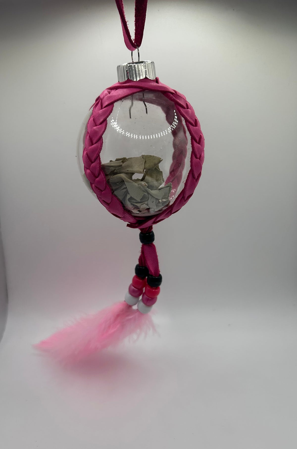Pink leather ornament
