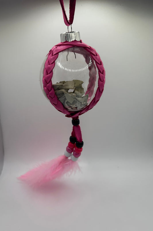 Pink leather ornament