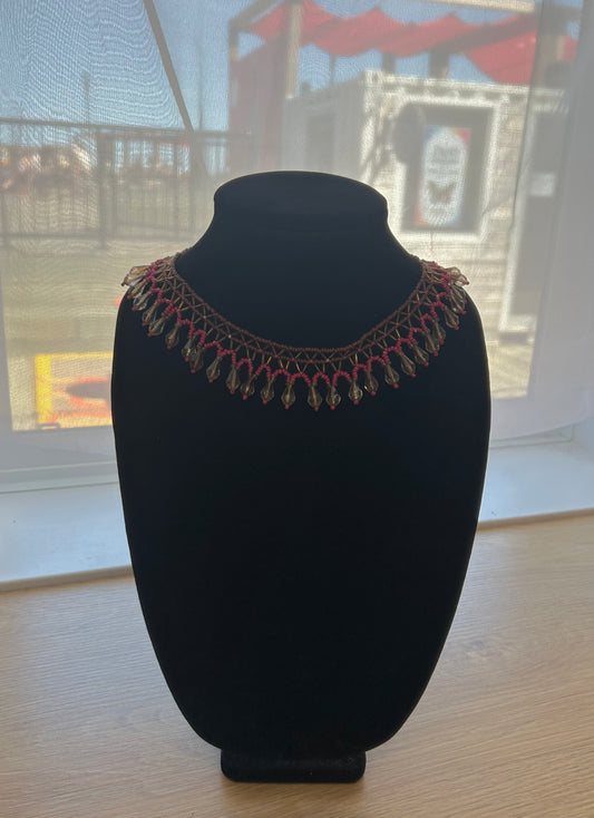Pisul Timitj (Beaded Spirit) Necklace (Red and Brown)