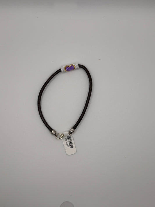Leather and Beaded Wristlet