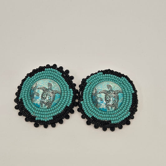 1.5 - 2" Beaded Stud Earrings- Sandra Sack